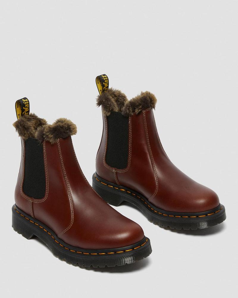 Brown Women's Dr Martens 2976 Leonore Faux Fur Lined Winter Boots | CA 282JPQ